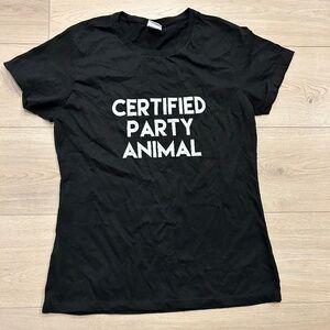 Black Colored T-Shirt printed Certified Party Animal Design Size M NWOT